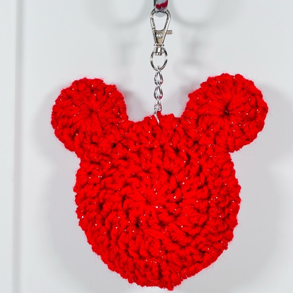 Red Sparkle Bear Crochet Bag Charm - Picture 2 of 6
